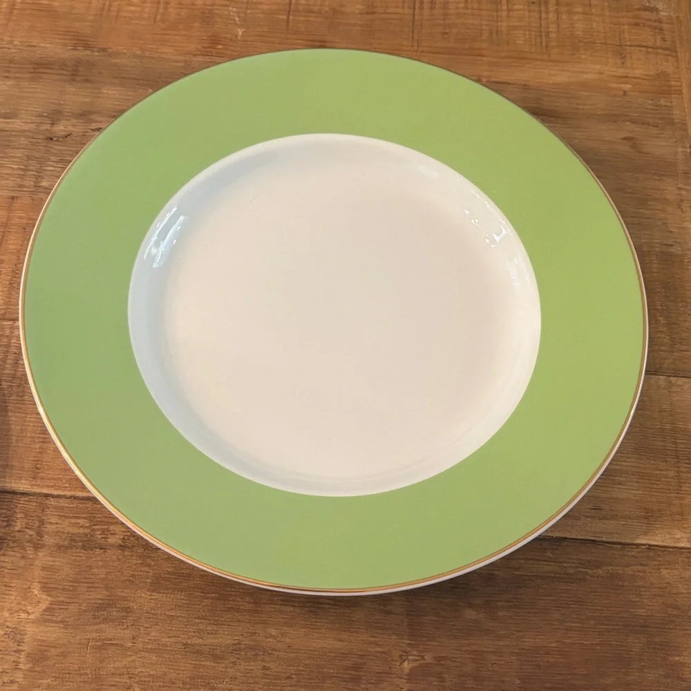 4 Pottery Barn Great White Pasta Bowls. Colorful | Gold Rimmed | 10.5” | Bold